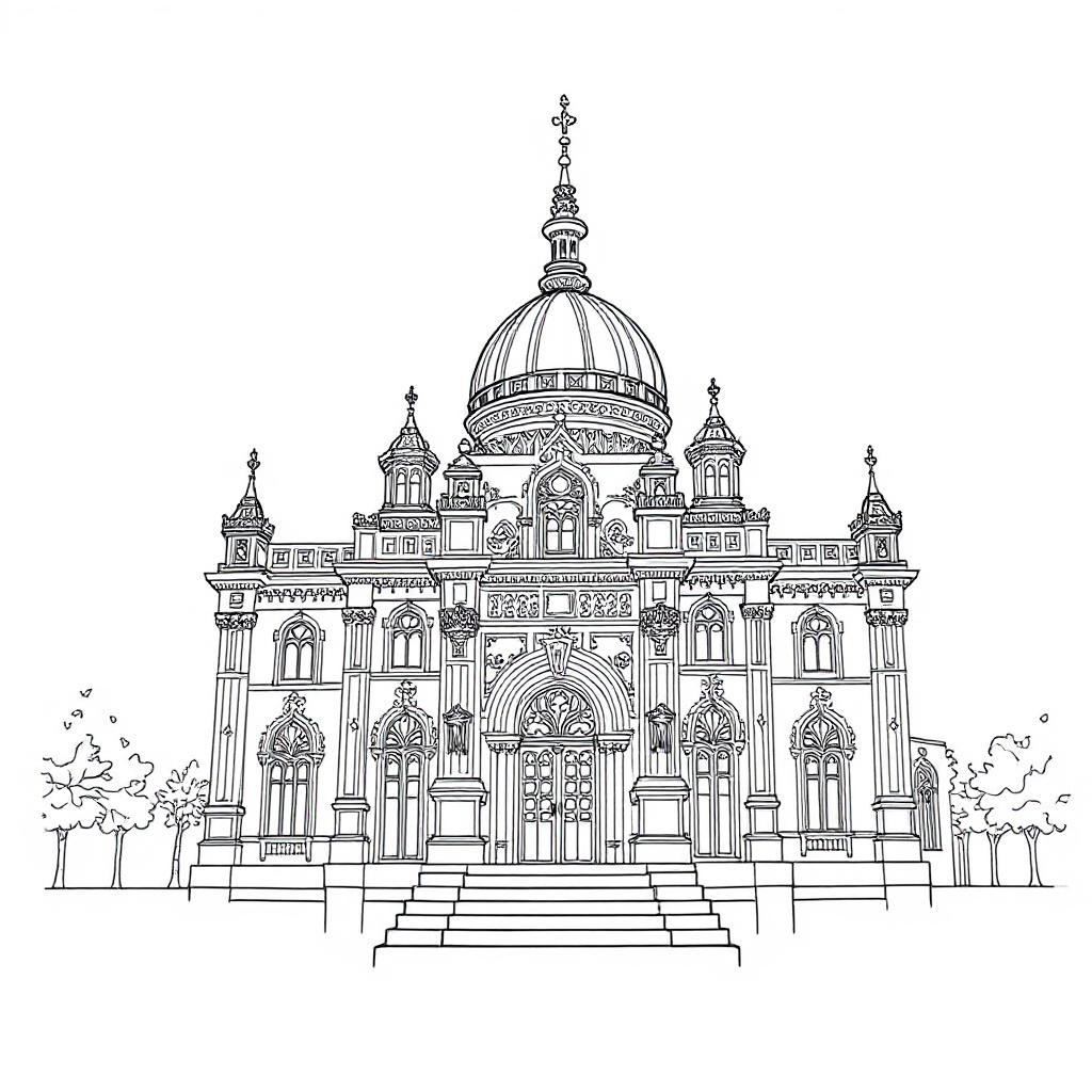 Architecture coloring page